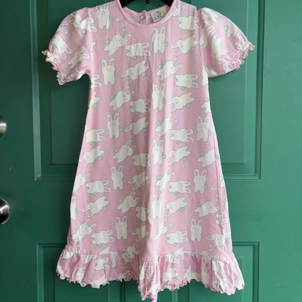 Yellow Lamb size 8  Pink Bunny Nightgown for Kids Easter
